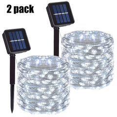 (32M 300LEDWhite 2PC) 7m Solar Led Light Outdoor Festoon Led Lamppu Solar Garden Outdoor Fairy Garland String Joulukoristeet 4321pakkaus hinta ja tiedot | Jouluvalot | hobbyhall.fi