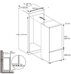 Sisäänrakennettu jääkaappi Brandt BIC1724ES. hinta ja tiedot | Jääkaapit | hobbyhall.fi