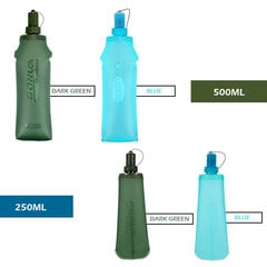 TPU Soft Flask kokoontaittuva urheilujuomapullo vesipussi juoksuun retkeilyretkelle Tummanvihreä 500 ml hinta ja tiedot | Tietokonelaukut | hobbyhall.fi