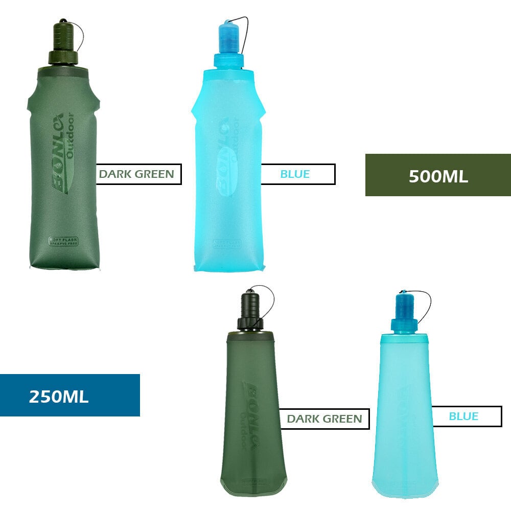 TPU Soft Flask kokoontaittuva urheilujuomapullo vesipussi juoksuun retkeilyretkelle Tummanvihreä 500 ml hinta ja tiedot | Tietokonelaukut | hobbyhall.fi