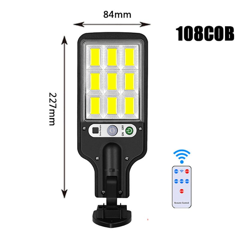 (6 kpl108COB RC:llä) Solar Street Lights Ulkouima aurinkolamppu, jossa 3 valotilaa vedenpitävä liiketunnistin turvavalaistus puutarhapatiolle polkupihalle hinta ja tiedot | Jouluvalot | hobbyhall.fi