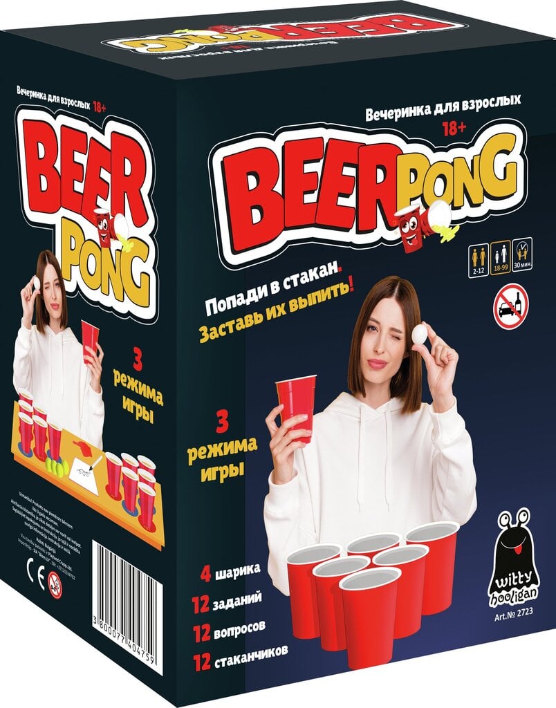 Lautapeli Beer pong (18+, venäjäksi), PlayLand, WH-2723 hinta ja tiedot | Lautapelit ja älypelit | hobbyhall.fi