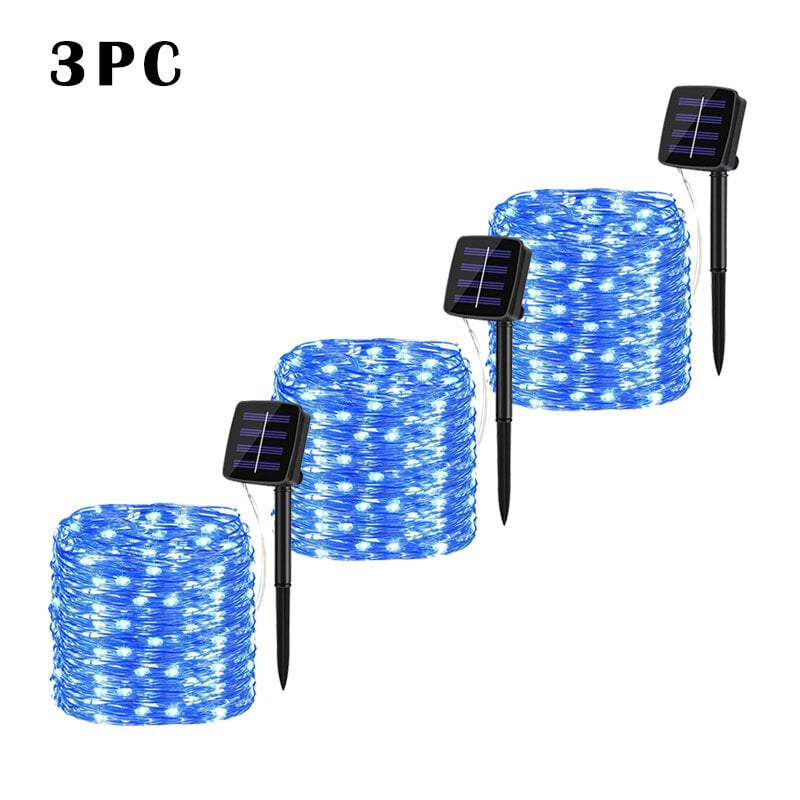 (12m100LED3kpl-sininen)7m LED aurinkovalo ulkopuutarha Fairy String Light Led Twinkle vedenpitävä lamppu joulun patio Tree Party hinta ja tiedot | Jouluvalot | hobbyhall.fi