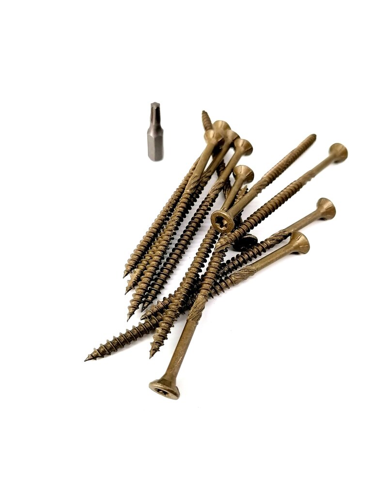 Ulkona käytettävät puuruuvit, torx, C3, 5.0 x 100 /60, 100 kpl + torx-kärki ilmaiseksi. hinta ja tiedot | Kiinnitystarvikkeet | hobbyhall.fi