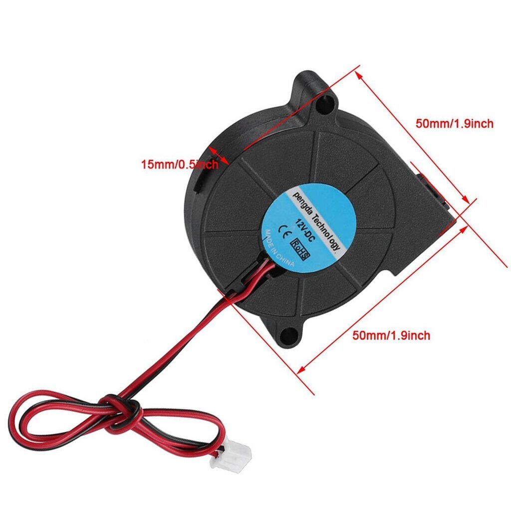 5015 DC 50*50*15mm turbotuulettimen jäähdytystuuletin 3D-tulostimen tee-se-itse-tarvikkeille (12V) hinta ja tiedot | Tulostustarvikkeet | hobbyhall.fi