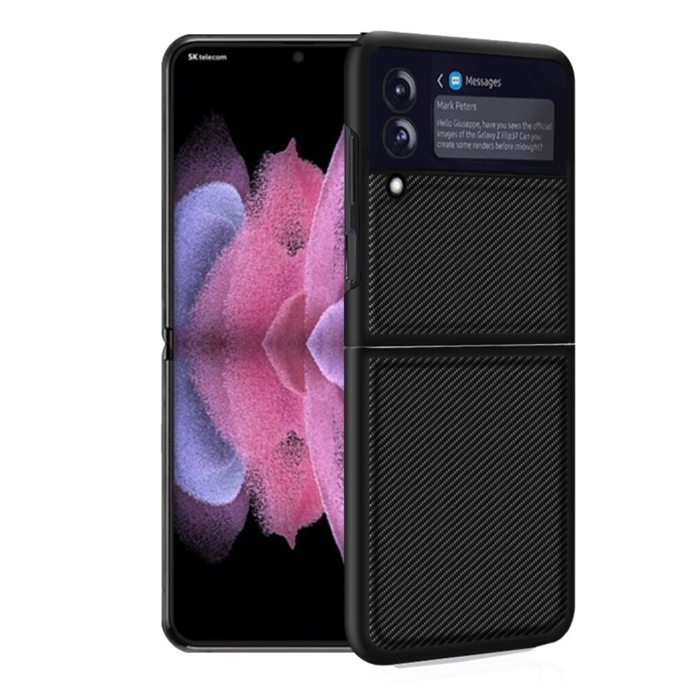 Sopii Samsung Z FLIP 3 hiilikuitukuvioiseen matkapuhelinkoteloon Flip3 taitettava kotelo putoamisen estävä liitos full shell solid musta hinta ja tiedot | Puhelimen kuoret ja kotelot | hobbyhall.fi