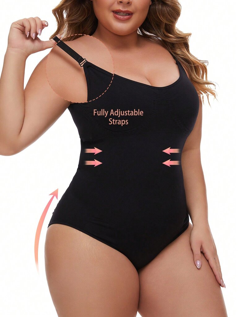 Plus-koon naisten saumaton Cami Bodysuit Muotoiluvaatteet·Musta·1XL hinta ja tiedot | Muotoilevat alusvaatteet | hobbyhall.fi