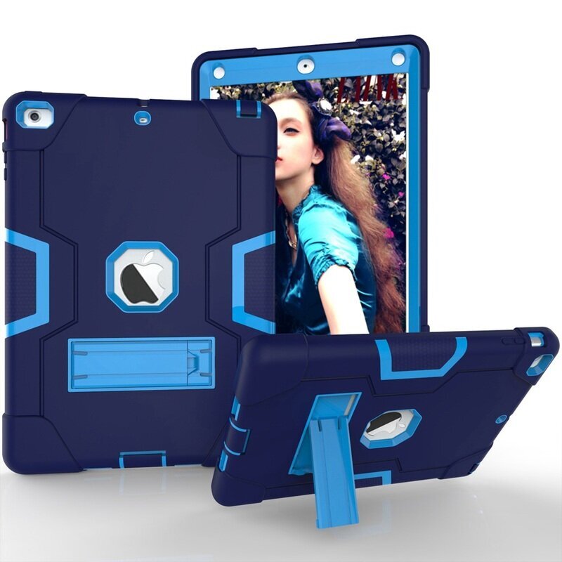 (Tummansininen - Sininen) Apple iPad Air A1474 A1475 A1476 Case Armour Iskunkestävälle Lapsille Safe PC Silicon Hybrid Stand Full Body tabletin suojukset Tietokoneen kannet ja kalvot hinta ja tiedot | Tablettien lisätarvikkeet | hobbyhall.fi