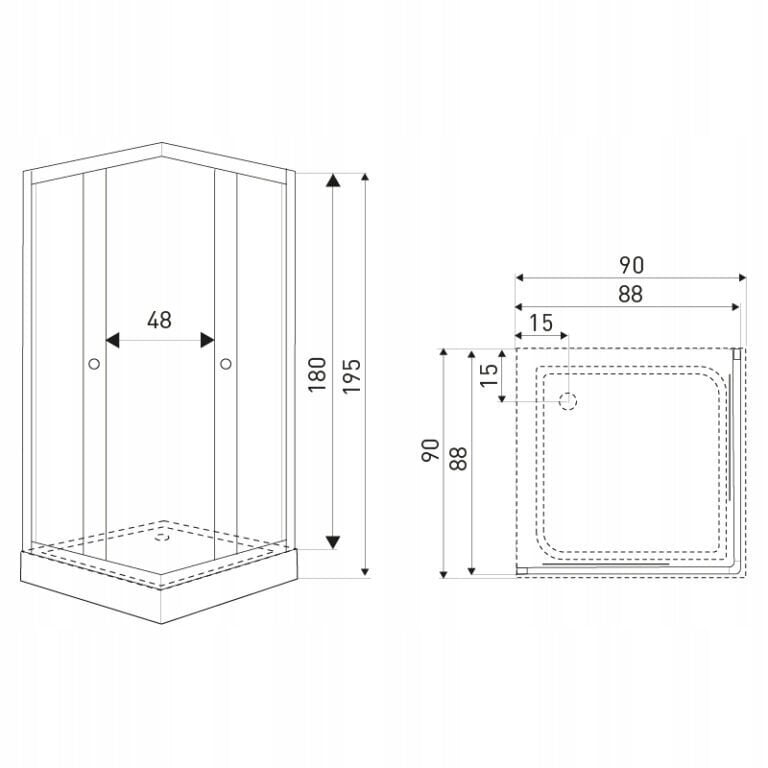 Suihkukaappi altaalla Kerra Pixel, 90x90 cm hinta ja tiedot | Suihkukaapit ja suihkunurkat | hobbyhall.fi