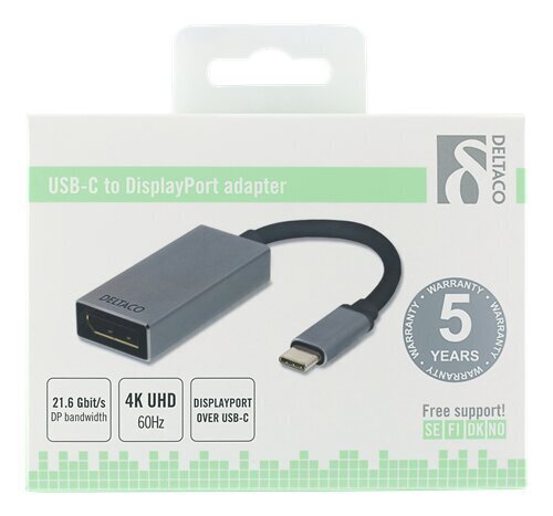 Deltaco USB-C -sovitin - DisplayPort hinta ja tiedot | Adapterit | hobbyhall.fi