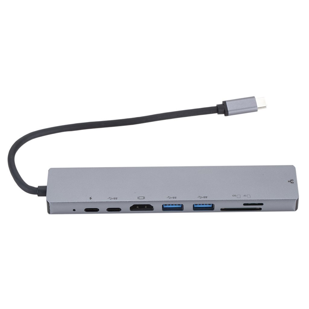 RoGer USB-C Hub 8in1 USB C x2 / USB 3.0 x2 / RJ45 / HDMI / SD-kortinlukija / TF-kortinlukija hinta ja tiedot | Adapterit | hobbyhall.fi