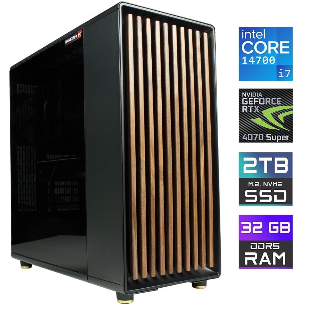 Tietokone MonsterX i7 14700 32GB 2TB NVME RTX4070Super hinta ja tiedot | Pöytätietokoneet | hobbyhall.fi