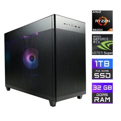 Tietokone MonsterX Ryzen 5 9600X 32GB 1TB NVME RTX4070Ti Super hinta ja tiedot | Pöytätietokoneet | hobbyhall.fi