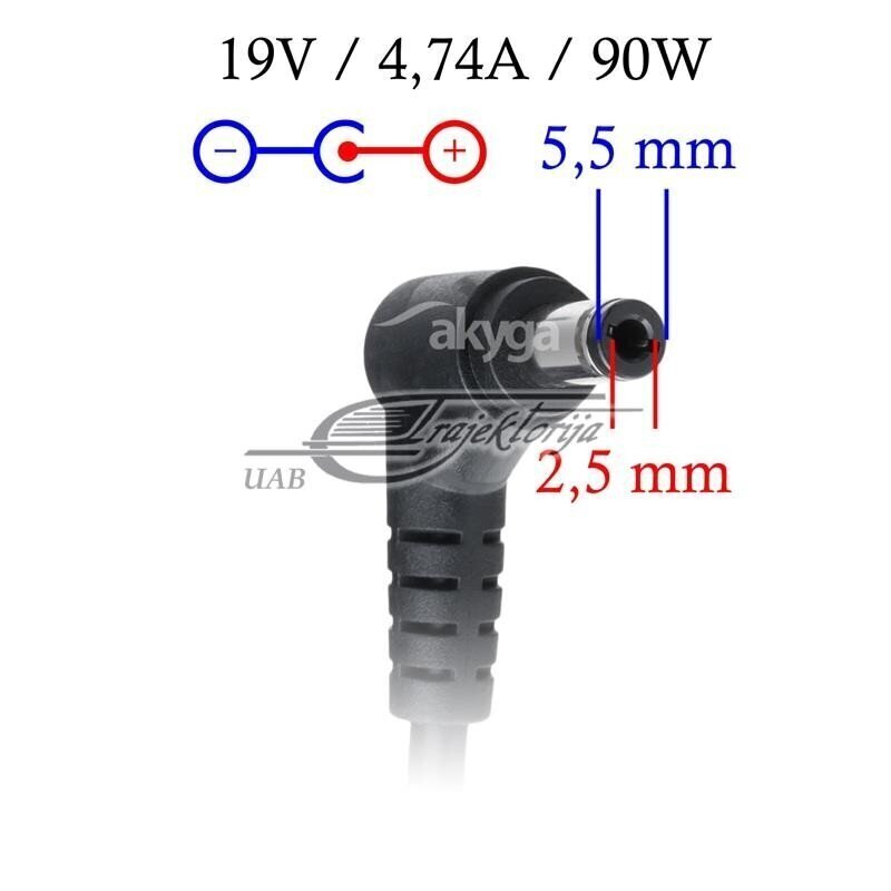 PC-laturi Akyga AK-ND-10 Acer, Asus, DELL, Lenovo, Toshiba (19 V, 4,74 A, 90 W, 5,5 mm x 2,5 mm) hinta ja tiedot | Kannettavien tietokoneiden laturit | hobbyhall.fi