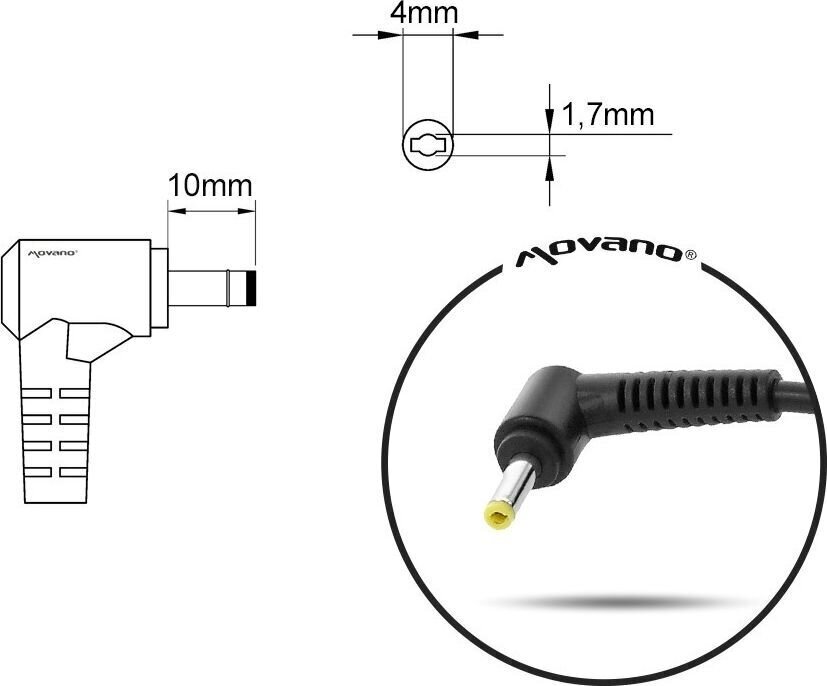 Mitsu 19.5V, 2.31A, 45W hinta ja tiedot | Kannettavien tietokoneiden laturit | hobbyhall.fi