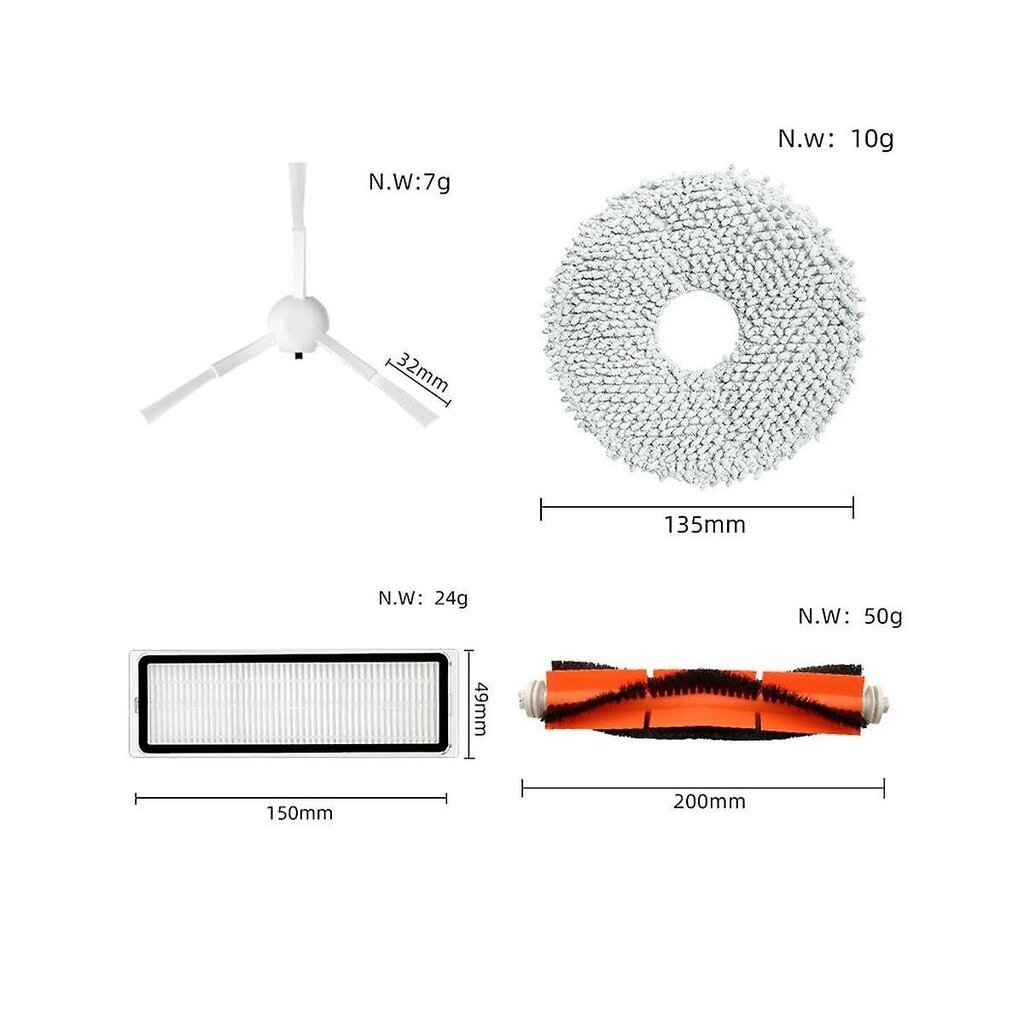 Xiaomi Robot Vacuum X10+ / B101CN/ Dreame L10S Ultra / S10 Pro Varaosat Pääsivuharja Hepa Filter Mop Pölypussi hinta ja tiedot | Pölynimureiden lisätarvikkeet | hobbyhall.fi