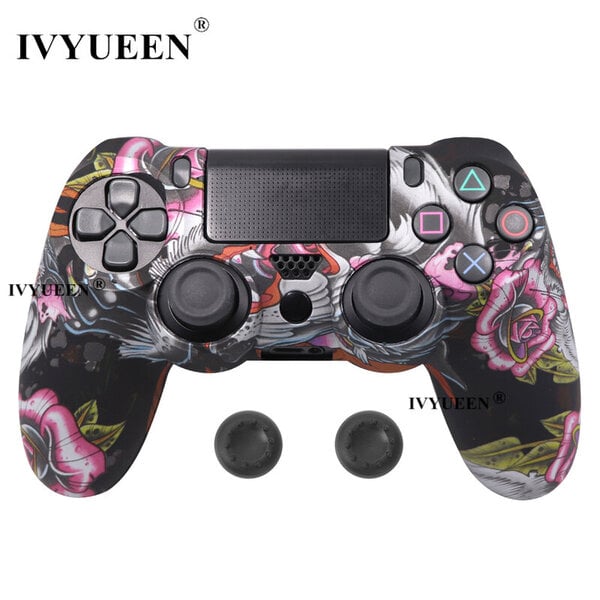 Black Dragon-19 Colors Silikoni Camo Suojakuori Sony Dualshock 4 PS4 DS4 Pro Slim Controller peukalokahvat Joystick Caps