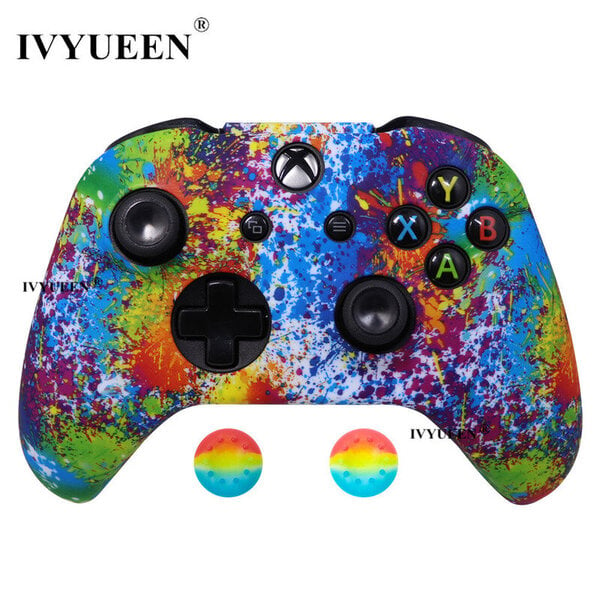 Art Splash-Silicone Suojakotelo XBox One X S -ohjaimelle Protector Water Transfer Printing Naamiointi Kansikahvat Korkit