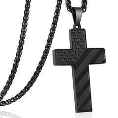 Black Cross Kaulakorut Miehille Pojille Ruostumattomasta Teräksestä Risti Riipus Ketju American Flag Kaulakorut Uskonnolliset Kristilliset Korut S hinta ja tiedot | Miesten korut | hobbyhall.fi