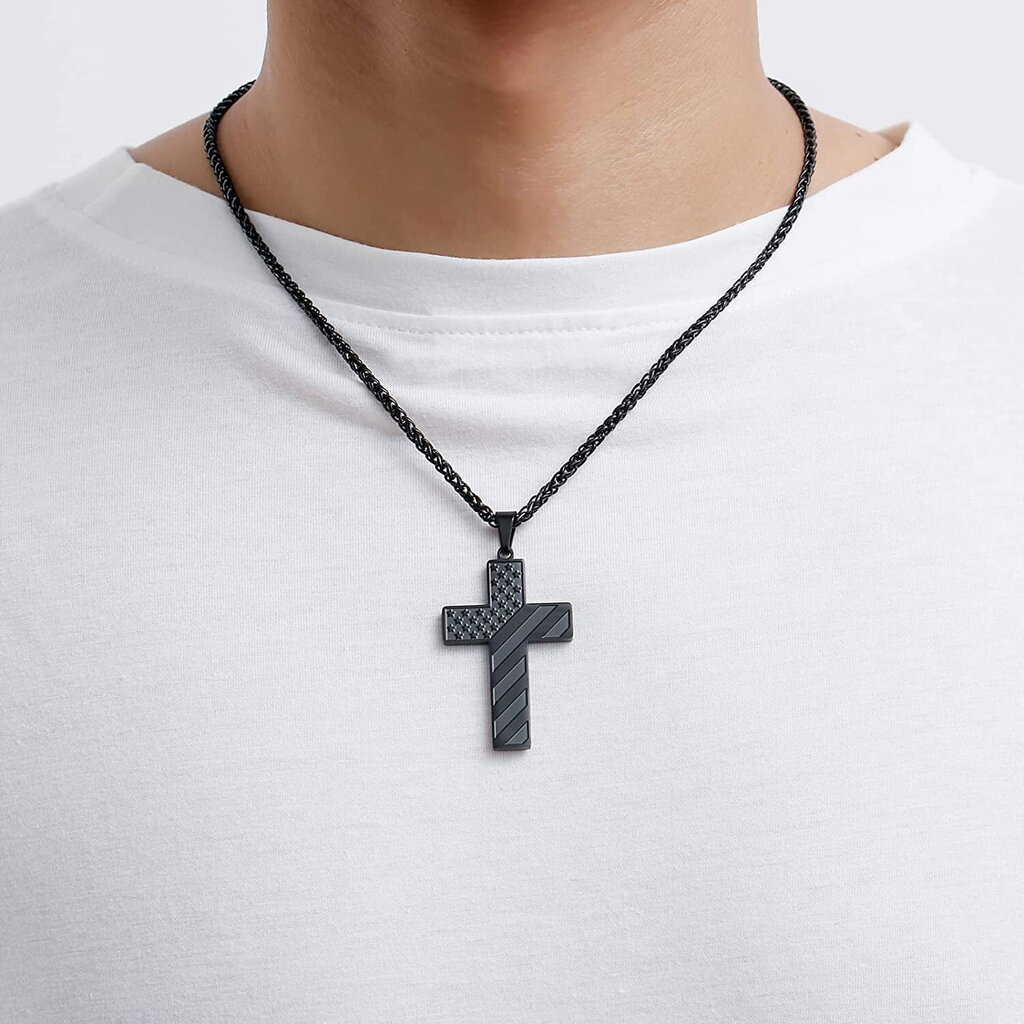 Black Cross Kaulakoru Miehille Raamattu Jae Serenity Prayer Ruostumaton Teräs Amerikan Lippu Riipus Ketju Pojille Miehille Uskonnollinen Kristitty Katolinen Syntymäpäivä Joulu Korut Miesten Poikaystävä hinta ja tiedot | Miesten korut | hobbyhall.fi