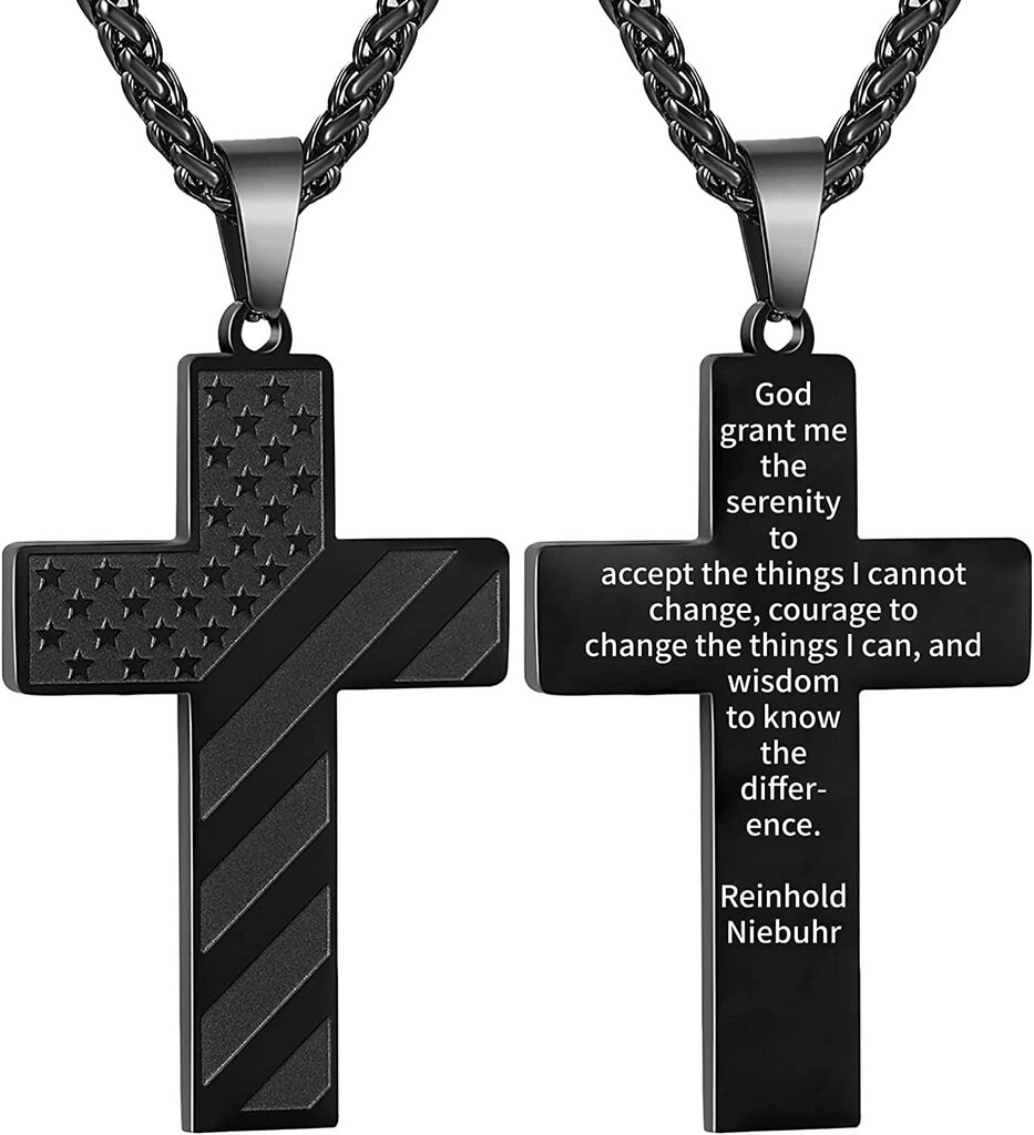 Black Cross Kaulakoru Miehille Raamattu Jae Serenity Prayer Ruostumaton Teräs Amerikan Lippu Riipus Ketju Pojille Miehille Uskonnollinen Kristitty Katolinen Syntymäpäivä Joulu Korut Miesten Poikaystävä hinta ja tiedot | Miesten korut | hobbyhall.fi