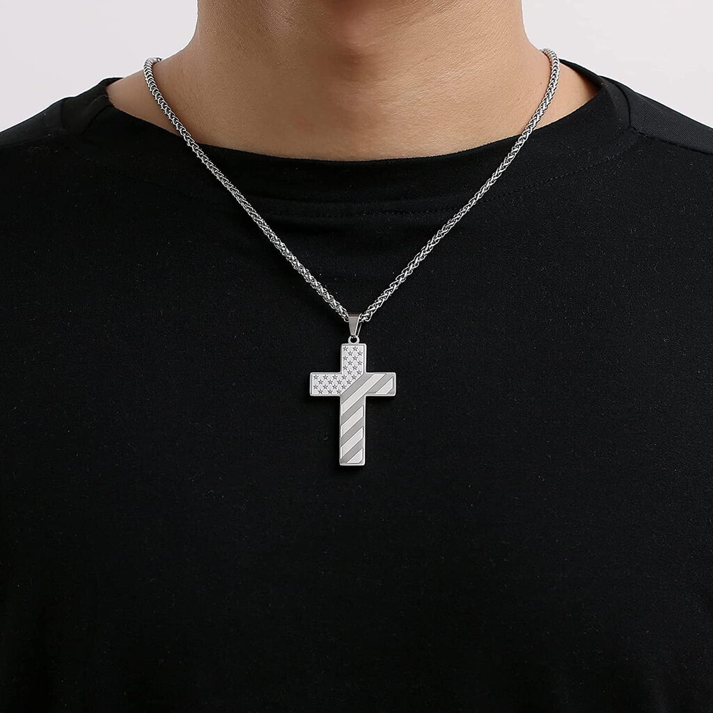 Black Cross Kaulakoru Miehille Raamattu Jae Serenity Prayer Ruostumaton Teräs Amerikan Lippu Riipus Ketju Pojille Miehille Uskonnollinen Kristitty Katolinen Syntymäpäivä Joulu Korut Miesten Poikaystävä hinta ja tiedot | Miesten korut | hobbyhall.fi