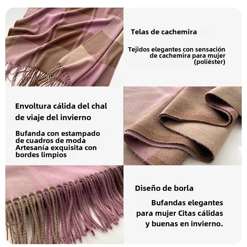 Naisten lämmin kashmirpeitto Talvimatkahuivi Ruudullinen Pashmina Paksu huivi tupsulla Casual Poncho Uusi muoti WT60-5 hinta ja tiedot | Naisten huivit | hobbyhall.fi