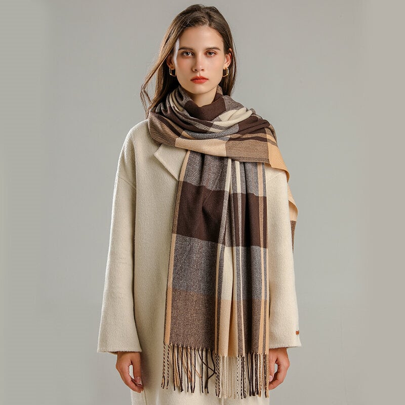 Naisten lämmin kashmirpeitto Talvimatkahuivi Ruudullinen Pashmina Paksu huivi tupsulla Casual Poncho Uusi muoti WT60-4 hinta ja tiedot | Naisten huivit | hobbyhall.fi