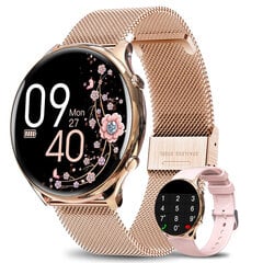 2024 Uusi älykello naisille HD Call Function Sports Mode 120+ sykeverenpainelahja Android- ja iOS-laitteille Rose Gold Mesh hinta ja tiedot | Älykellot | hobbyhall.fi