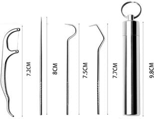 1 sarja ruostumattomasta teräksestä tehdyt kannettavat hammastikkujen matkasarjat Uudelleenkäytettävät hammaslangan hammastikkusarjat metalliset hammastikkuja avaimenperän taskulla hinta ja tiedot | Suuhygienia | hobbyhall.fi