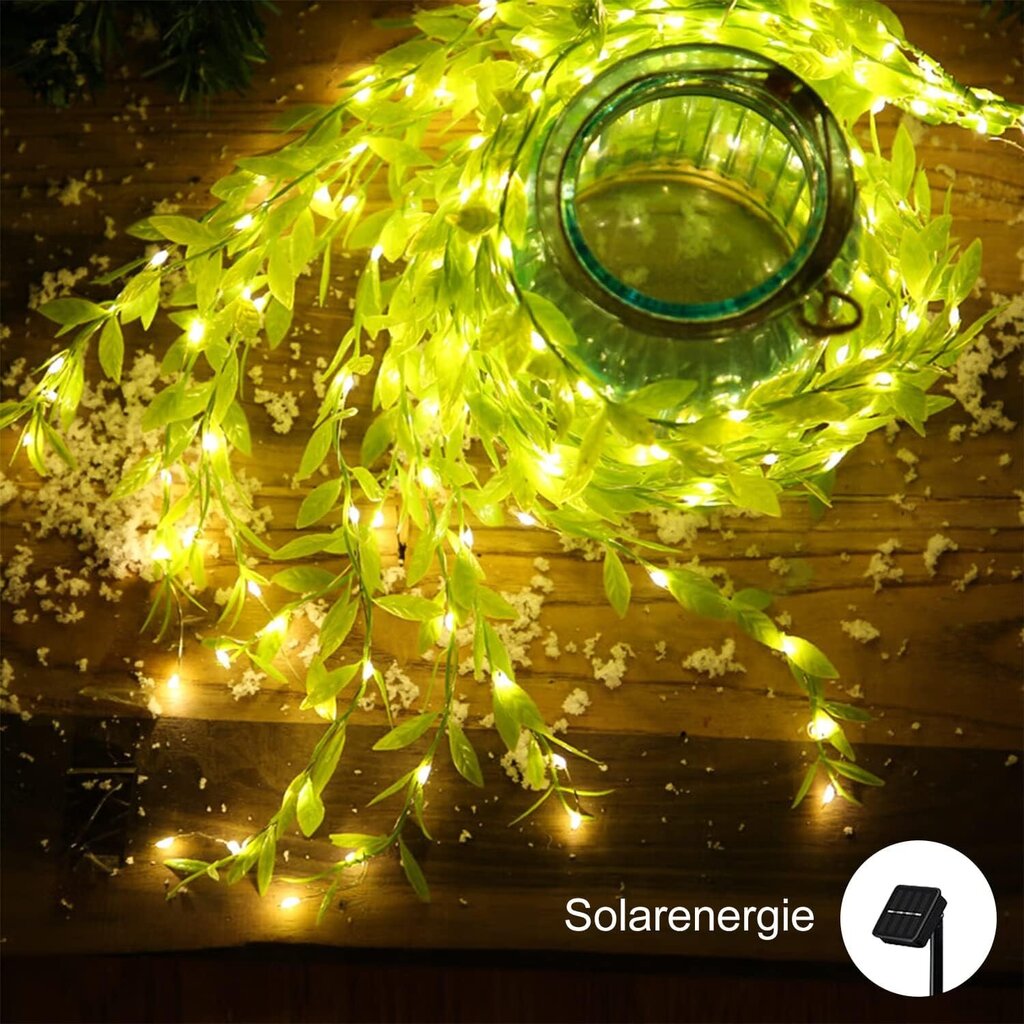 Ausolee Solar Fairy Lights Outdoor, Willow Leaf Fairy Lights Vedenpitävä Solar Fairy Lights Aita, Juhlat, Ulkopuutarhan koristelu (pajunlehtiä, 10M) hinta ja tiedot | LED-valonauhat | hobbyhall.fi