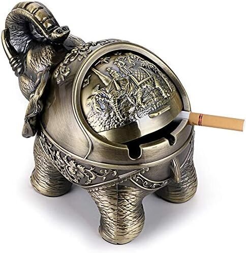 Vintage Metal Elephant tuulenpitävä koristeellinen tuhkakuppi kannella sisäkäyttöön ulkotoimistoon Olohuoneeseen Makuuhuoneen Baarisisustus Vihreä Pronssi hinta ja tiedot | Pöytälevyt | hobbyhall.fi