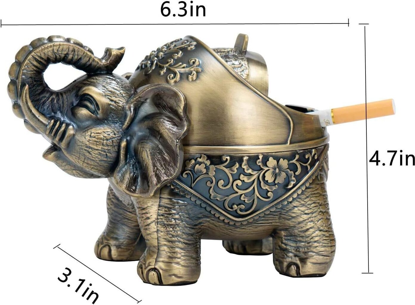 Vintage Metal Elephant tuulenpitävä koristeellinen tuhkakuppi kannella sisäkäyttöön ulkotoimistoon Olohuoneeseen Makuuhuoneen Baarisisustus Vihreä Pronssi hinta ja tiedot | Pöytälevyt | hobbyhall.fi