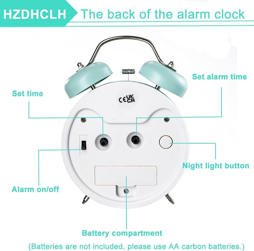 Tikittävä analoginen herätyskello, paristokäyttöinen, makuuhuonekäyttöinen, kannettava herätyskello, matkaherätyskello, lasten herätyskello (vihreä) hinta ja tiedot | Kelloradiot ja herätyskellot | hobbyhall.fi