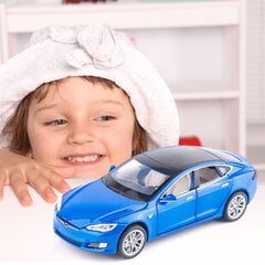 Toy Car Telas Tesla Model S, Diecast Pull Back Car Lelut Seosautot Valoilla Ja Äänellä 1:32 Pienoismalliauto (Sininen) hinta ja tiedot | Pienoismallit | hobbyhall.fi