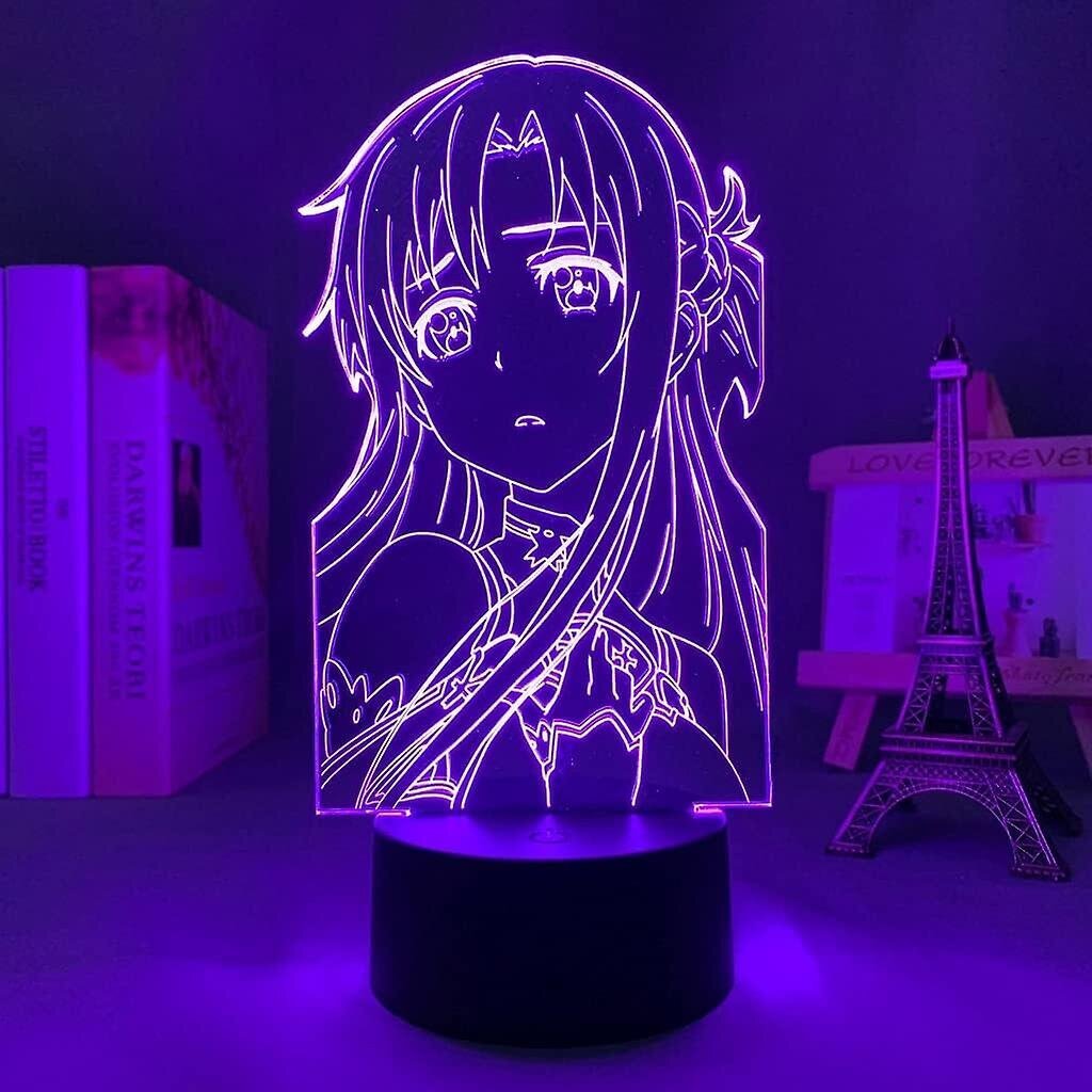 (C)Akryyli LED-valo Anime Sword Art Online Asuna Figuuri makuuhuoneen sisustukseen Yövalo syntymäpäivälahjahuoneen LED 3D-lamppu Manga Sao (väri: C) hinta ja tiedot | Lastenhuoneen valaisimet | hobbyhall.fi