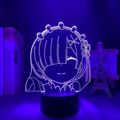 (A)LED-valo Anime Re Zero Aloita elämä toisessa maailmassa Yövalo lapsille Makuuhuoneen sisustus Syntymäpäivälahja Re Zero Rem 3D-lamppu (väri: A) hinta ja tiedot | Lastenhuoneen valaisimet | hobbyhall.fi