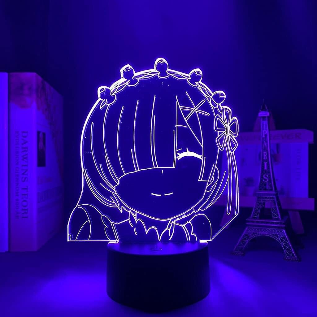 (A)LED-valo Anime Re Zero Aloita elämä toisessa maailmassa Yövalo lapsille Makuuhuoneen sisustus Syntymäpäivälahja Re Zero Rem 3D-lamppu (väri: A) hinta ja tiedot | Lastenhuoneen valaisimet | hobbyhall.fi