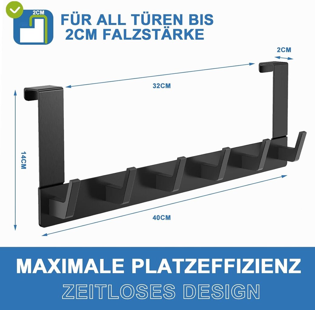 Naulakko 6 koukulla - ovikoukku ripustamiseen - kylpyhuoneen oven koukku moderni takkikoukku - kylpyhuoneen ovipyyhepidike - vaateripustin hinta ja tiedot | Kylpyhuoneen sisustus | hobbyhall.fi