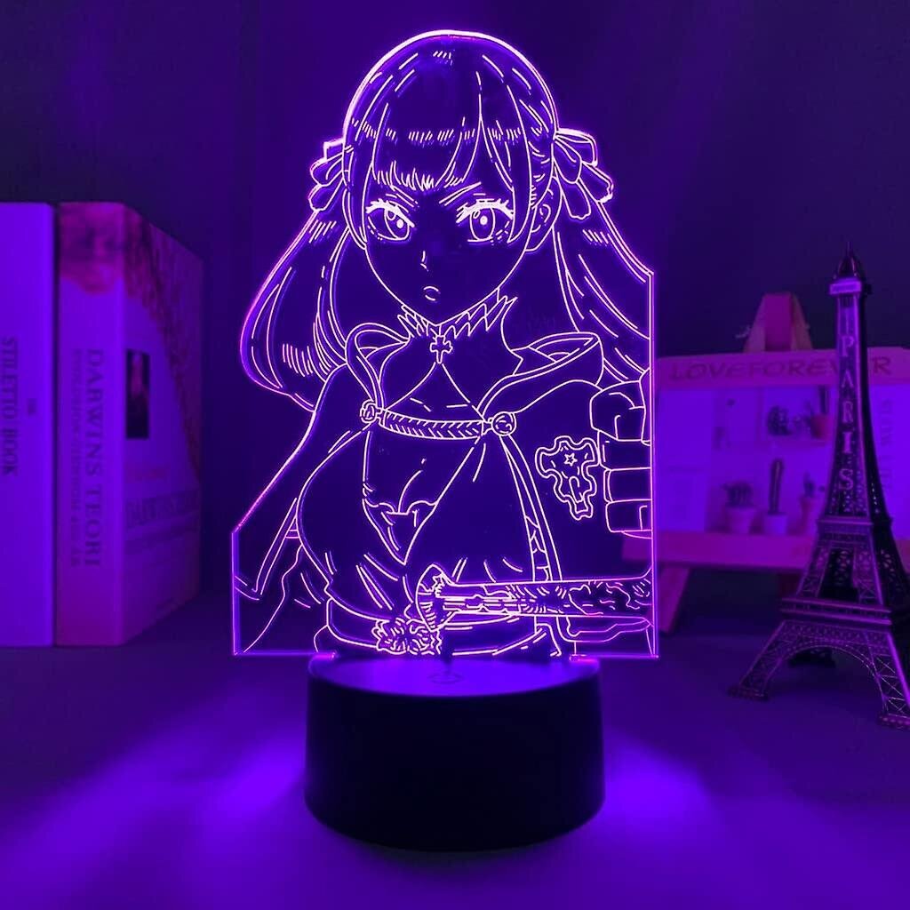 (B)Manga 3D-lamppu Black Clover Noelle Silva huoneen sisustukseen RGB väriä vaihtavat yövalot Gift Anime LED-valot Black Clover (väri: B) hinta ja tiedot | Lastenhuoneen valaisimet | hobbyhall.fi