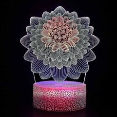 3D Night Light Lotus Inspiration Illusion Light Luova lahja Visuaalinen Valo Dynaaminen Kosketus Led Kolmivärinen Makuuhuoneen sisustus hinta ja tiedot | Lastenhuoneen valaisimet | hobbyhall.fi