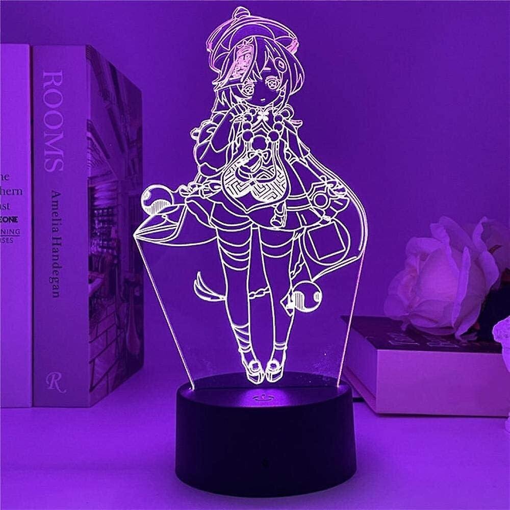 Genshin Impact Figure Qiqi 3d yövalo, akryylipaneeli Abs Base USB-kaapeli Illusion Effect Monivärinen kaukosäätimen lamppu lahja animen ystäville (col) hinta ja tiedot | Lastenhuoneen valaisimet | hobbyhall.fi