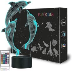 Yövalo lapsille Ocean Dolphin 3d Yövalo Pyöriäinen yövalaisin kaukosäätimellä 16 Väriä Vaihteleva Joulu Halloween Syntymäpäivä Lahja Ch hinta ja tiedot | Lastenhuoneen valaisimet | hobbyhall.fi