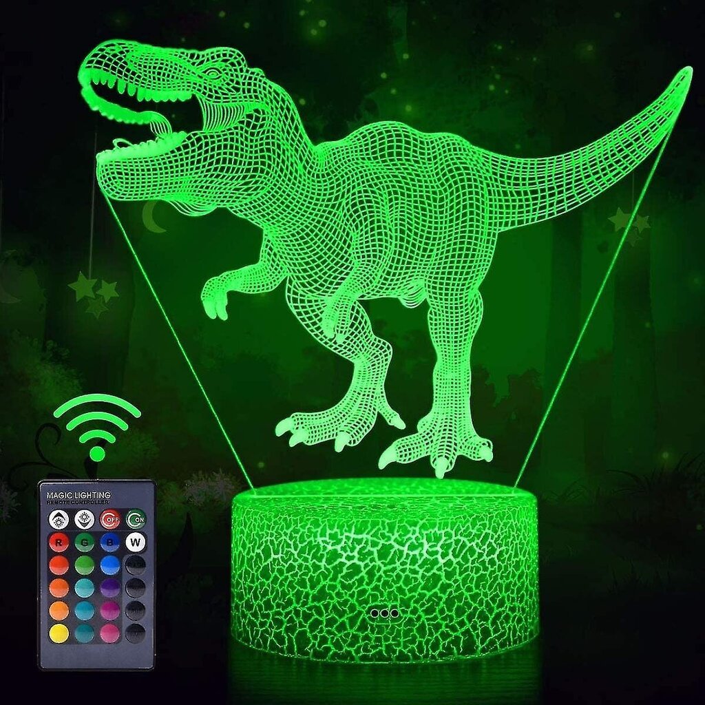 Dinosaur lelut, 3d dinosaurus yövalo kaukosäätimellä ja Smart Touchilla 7 väriä + 16 väriä vaihtuva himmennettävä T Rex 3d yövalo syntymäpäivälahjat hinta ja tiedot | Lastenhuoneen valaisimet | hobbyhall.fi