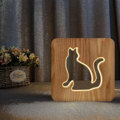 Hehkulamppu yövalo Pet Cat Puinen 3D-lamppu Creative puinen valo hinta ja tiedot | Lastenhuoneen valaisimet | hobbyhall.fi