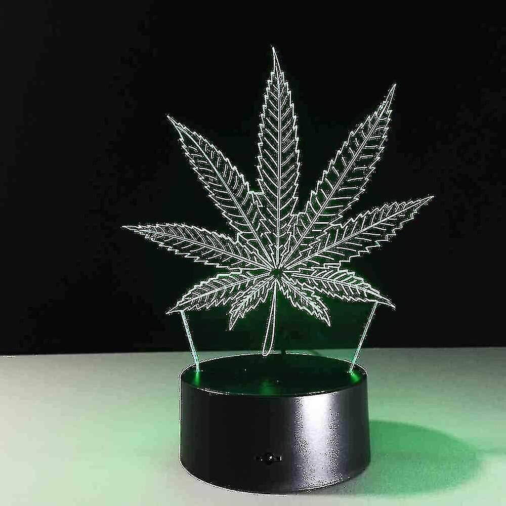 Lehdet Led Eläin 3D Yövalo RGB Vaihdettava Weed 3D Lamppu Optinen Visuaalinen Pöytälamppu Juhlasisustus Valaistus Xq-3d6-500 hinta ja tiedot | Lastenhuoneen valaisimet | hobbyhall.fi