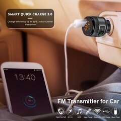 Bluetooth FM -lähetin, Haice QC3.0 -autoradiosovitin kahdella USB-laturilla ja USB-asemalla, mikrofoni, handsfree-puhelut, LED-näyttö iOS- ja Android-laitteille hinta ja tiedot | Adapterit | hobbyhall.fi