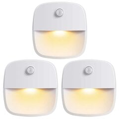 3-pakkaus LED-yövalopistorasia, lämmin valkoinen liiketunnistimella ja hämärätunnistimella portaisiin, makuuhuoneeseen, eteiseen hinta ja tiedot | Lastenhuoneen valaisimet | hobbyhall.fi