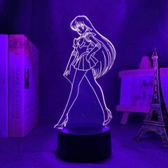 Sailor Moon Sailor Mars 3D yövalo, akryylipaneeli Abs Base USB-kaapeli Illusion Effect Monivärinen kaukosäätimen lamppu lahja animen ystäville (väri hinta ja tiedot | Lastenhuoneen valaisimet | hobbyhall.fi