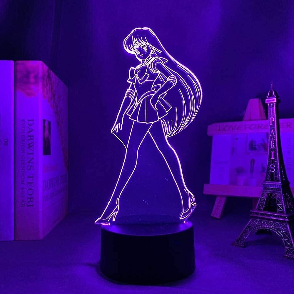 Sailor Moon Sailor Mars 3D yövalo, akryylipaneeli Abs Base USB-kaapeli Illusion Effect Monivärinen kaukosäätimen lamppu lahja animen ystäville (väri hinta ja tiedot | Lastenhuoneen valaisimet | hobbyhall.fi